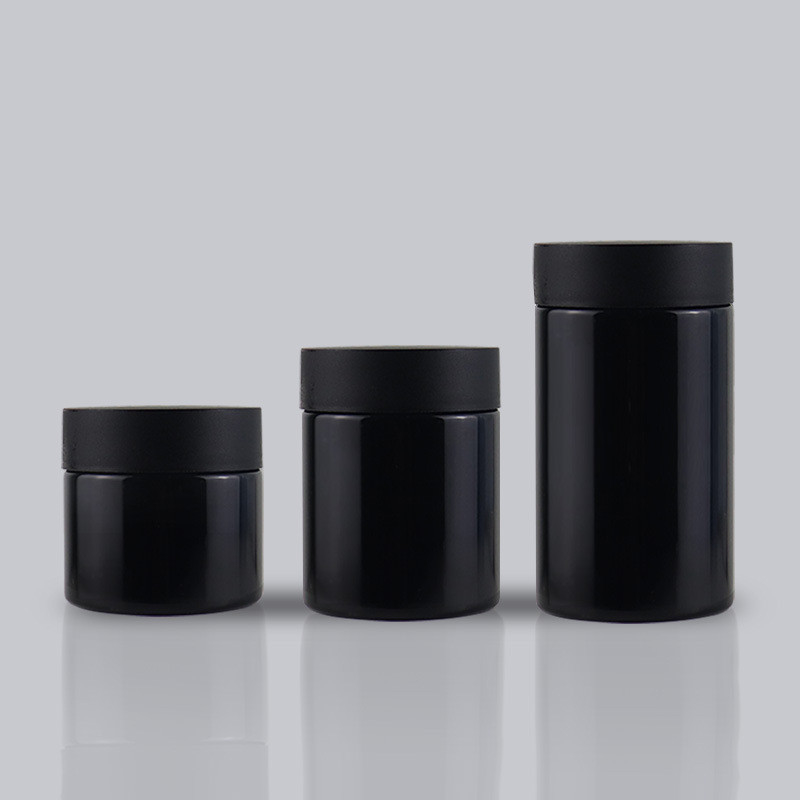 Black Premium Marijuana Jars With CRC Child Resistant Cap Lid 45ml 60ml 75ml 100ml 120ml 150ml 220ml