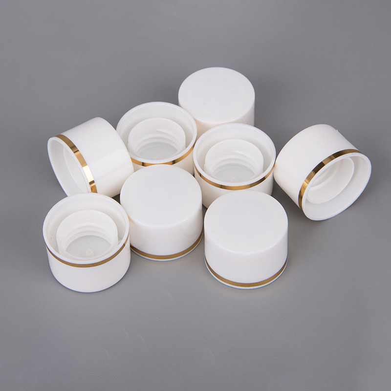 12-410, 20-410, 24-410 double-layer cap PP plastic screw cap cosmetic plastic bottle cap with gold/silver hot stamping