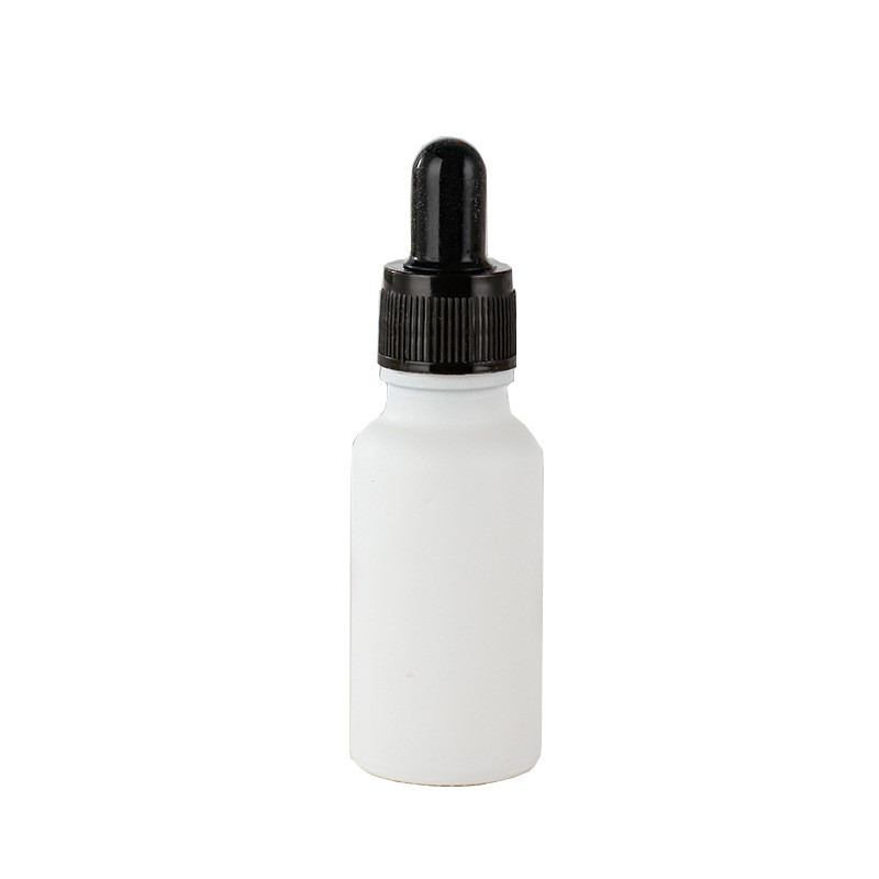 4 Oz Matt White Glass Bottle w/ Black Regular Glass Dropper