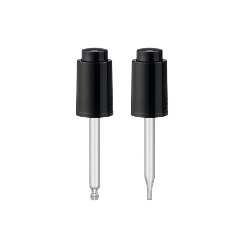 13-415, 15-415,  18-410  20-410  Clear Glass Trident Vial  Plastic Black Press Dropper Cap with Glass Pipe for Cosmetic Bottle Packaging