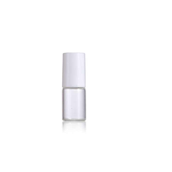 White 1ml 3ml 5ml Mini Oud Oil Perfume Roll on Glass Bottle With Steel Roller Ball