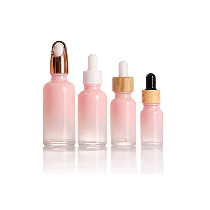Pink Glass Dropper Bottle With Natural Bamboo Wooden Dropper