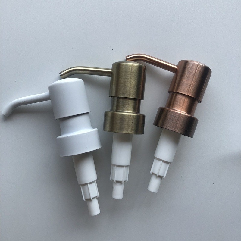 28/400 28/410 Wholesale stainless steel pump head, stainless steel press pump head, press type lotion pump metal nozzle