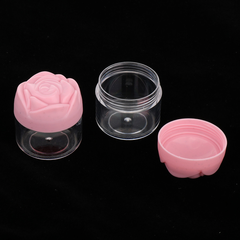 20g Plastic Cosmetic Cream Containers with Rose Shaped Screw Caps, Empty Makeup Sample Jars Lip Balm Pot Jar