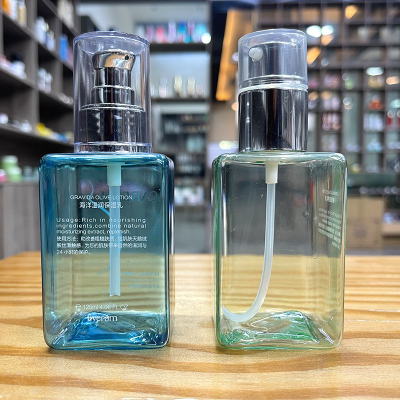 Transparent cosmetic bottle, lotion bottle, plastic bottle with pump head