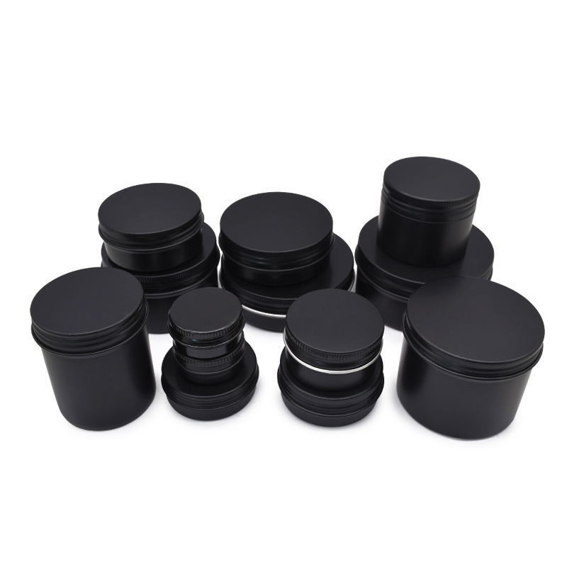 5ml --200ml Black Round Aluminum Can Christmas Candle Containers Empty Pomade Packaging Lip Balm Tin