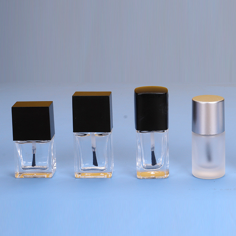 10ML Round square glass nail polish bottles black clear nail gel polish bottle，Lightproof Nail Polish Glass Bottle