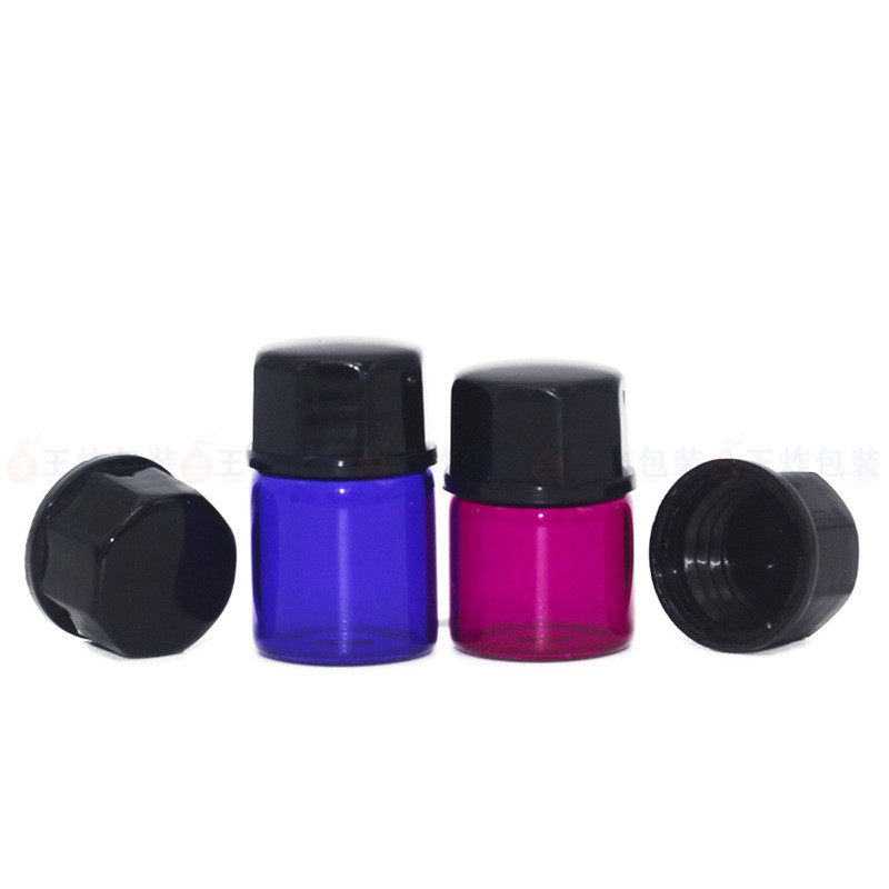 13mm glass bottle with plastic cap, mini essential oil sample bottle with octagonal cap